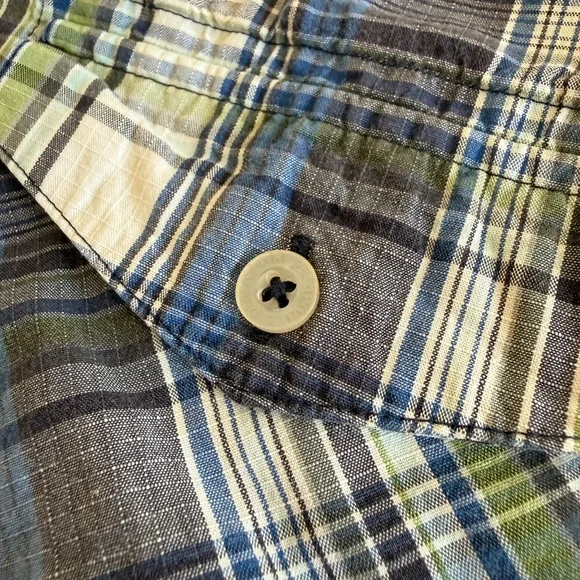 Patagonia Blue and Green Plaid Casual Button Down Shirt - Picture 3 of 6